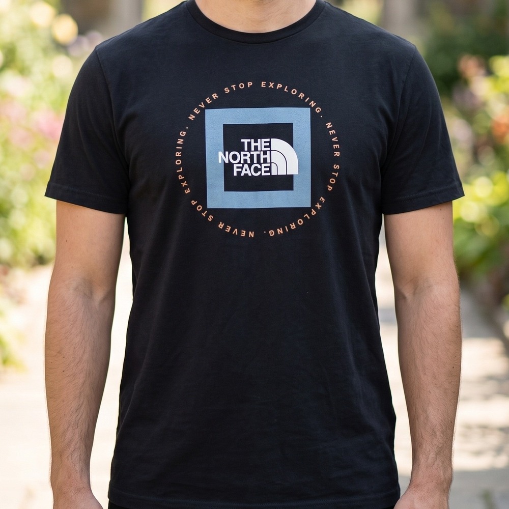 The North Face Mens Black Never Stop Exploring Graphic Box Logo T-Shirt L